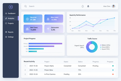 generate an image based on the size provided there about an software dashboard